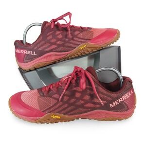 Merrell Trail Glove 4 Women 7 Maroon Minimalist Barefoot Shoes J77706